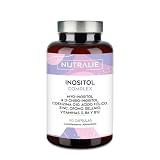 Myo Inositol & D-Chiro 40:1 PCOS - Para 2 Meses Balance Femenino - Con Q10 + Ácido Fólico + Zinc + Selenio + Cromo + 3 Vitaminas - Nutralie Inositol Complex 180 Cápsulas