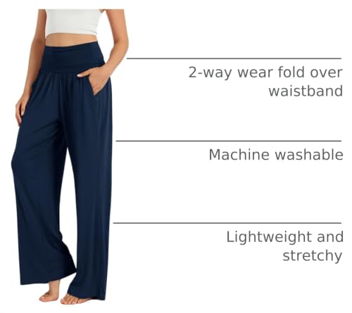 Image of ODODOS Women's Wide Leg Palazzo Lounge Pants with Pockets Light Weight Loose Comfy Casual Pajama Pants-26 /28 /30 inch /32 inch Inseam