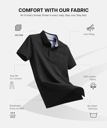 Image of AWG ALL WEATHER GEAR 100% Cotton Polo T Shirt for Men | Soft & Breathable Fabric | Regular Fit | Half Sleeve Polo Collar T Shirt | Casual & Office Wear | Comfortable & Durable Mens Polo T Shirt