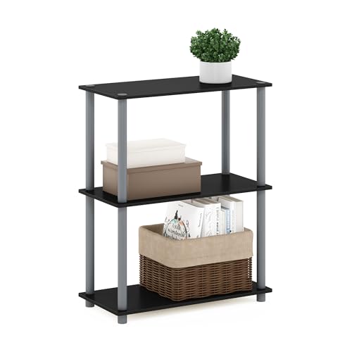 Furinno Turn-N-Tube Display Rack, 3-Tier Single, Black/Grey