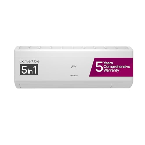 Godrej 1 Ton 5 Star, 5 Years Comprehensive Warranty, AI Powered, 5-in-1 Convertible Cooling, Self Clean, Inverter Split AC (Copper, Heavy-Duty Cooling