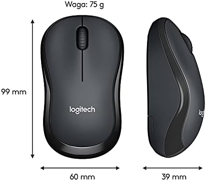 Logitech M220 SILENT Mouse, Cicha mysz, mysz bezprzewodowa, PC/Mac/Chromebook - Szary