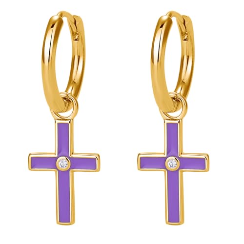 Boucles d'oreilles croix anti-allergie en acier et argent pour femme
