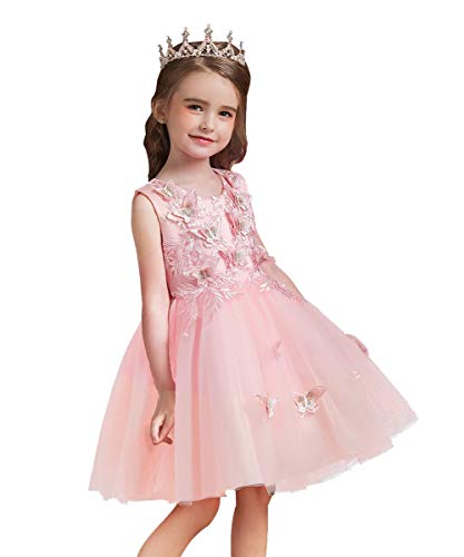 HIHCBF Girls Princess Butterflies Tulle Dress Embroidery Pageant Birthday Party Communion Wedding Evening Dance Ball Gowns