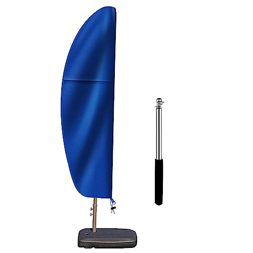 Patio Cantilever Umbrella Covers for Outdoor: Waterproof Offset Umbrella Cover Banana Style with Zipper fits 9FT to 14FT, Blue