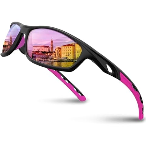 RIVBOS Sports Sunglasses(Sports eyewear) for Men's and Women's Fishing, Cycling, and Outdoor Activities 8z802-1 Black&pink Cover
