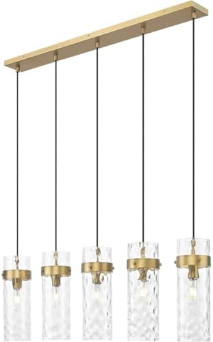 Z-Lite 7002P5-5L Fontaine 5 Light 44" Wide Linear Chandelier - Rubbed Brass