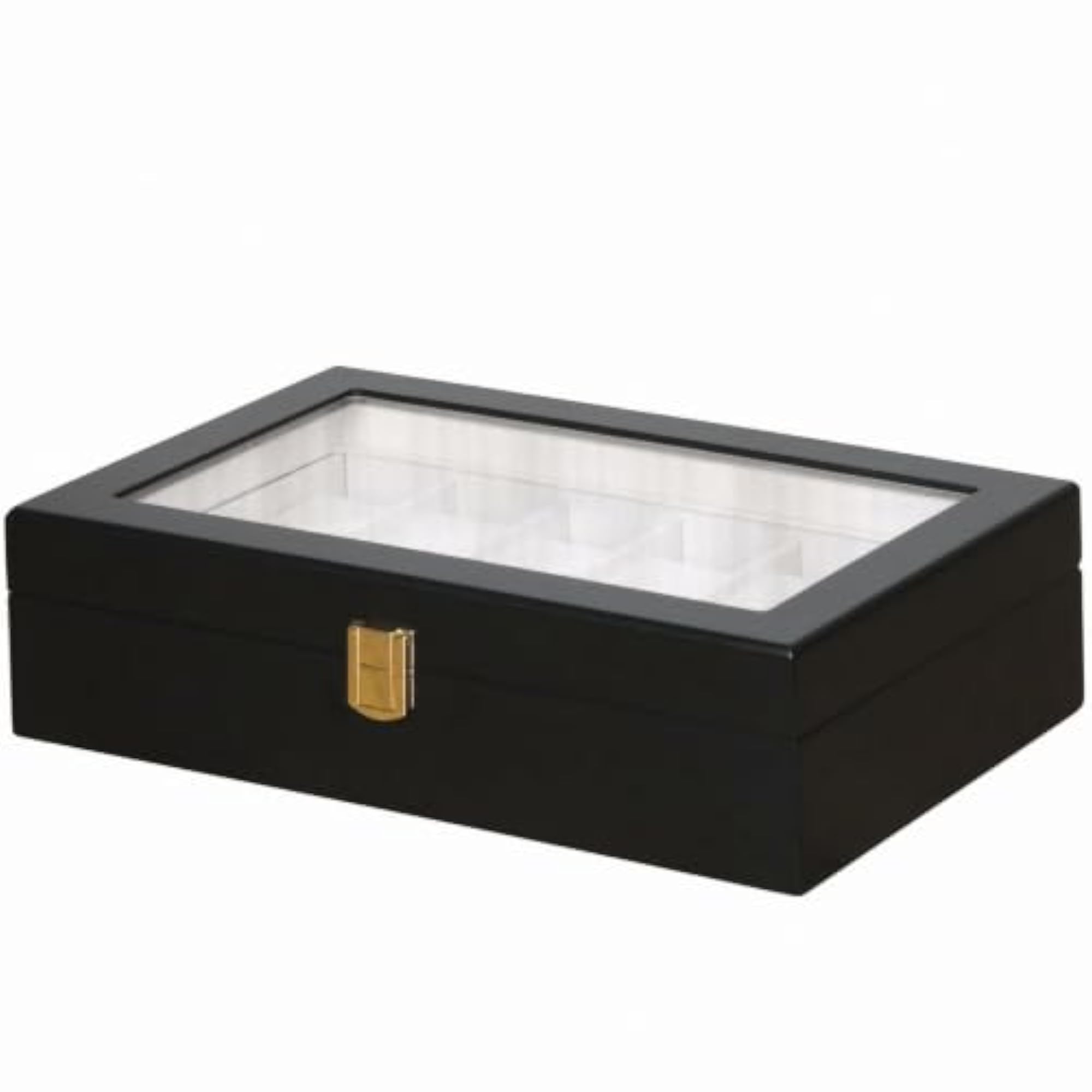 Matte Watch Storage Box with Gold-Tone Clasp, 12-Slot