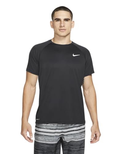 Nike Men's Dri-FIT UPF 40+ Hydroguard Swim Tee (US, Alpha, Medium, Regular, Regular, Black)