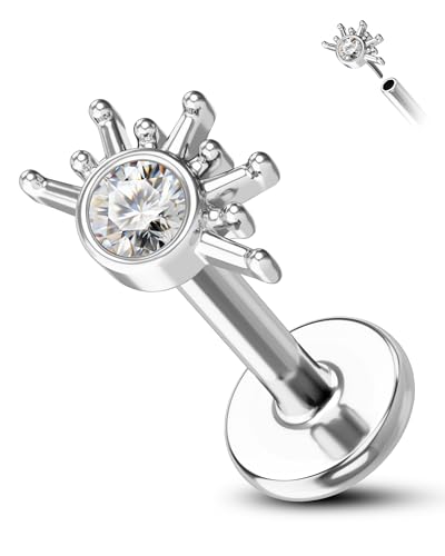 COCHARM Titanium Sun Helix Cartilage Tragus Earring Stud 16g 6mm