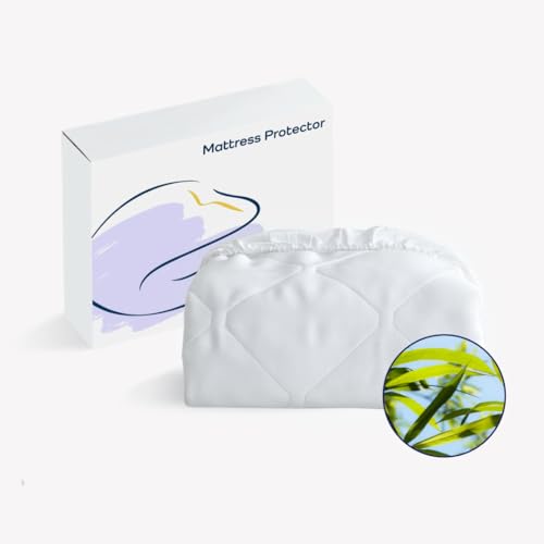 Vesta Bamboo Cooling Mattress Pad, Added Cushioning, Washable Fitted Mattress Protector, Enhanced Breathability, Noiseless Design (Queen, Alaskan Snow)