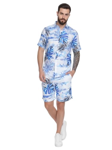 Image of GRECIILOOKS Co Ord Set for Men | Trendy Night Dress for Boys | Shirt and Shorts Combo for Lounge | Stylish Summer and Travel Outfit | Men's Matching Two-Piece for Vacation