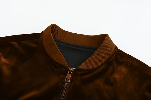 Image of Mens Faux Suede Bomber Jacket Varsity Jacket Windbreaker Vintage Casual Lightweight Leather Coats Jackets