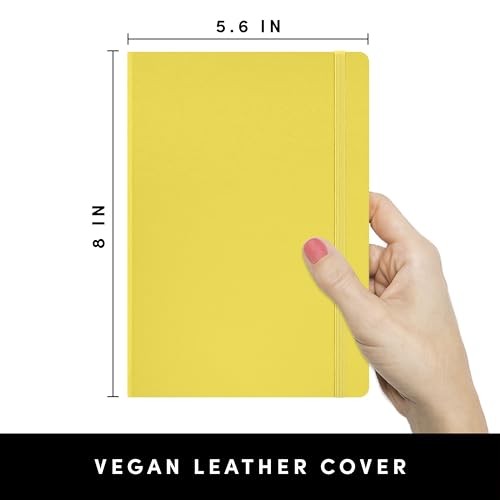Image of PAPERAGE Lined Journal Notebook, (Yellow), 252 Pages, Medium 5.6 in x 8 in - 100 GSM Thick Paper - Hardcover Journaling Notebook for Work, School & Note Taking