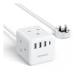 Cube Extension Lead with USB, 4 Way (13A/3250W) Plug Extension Socket, Child Safety Extension Cord,White Cube Power Strip,3M Extension Cords for Home Dorm Office