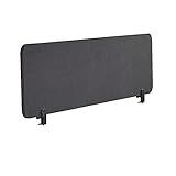  Beliani Panel Separador para Escritorio Gris Oscuro 130 x 40 cm Wally, Bastidor Rectangular Absorbente de Sonido, tapizado en Tela poliéster con 2 Sujetadores de Metal para montarlo al Escritorio.