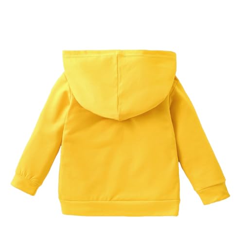 Image of Cotton Blend Full Sleeve Front Open Zipper Hoodies for Boys and Girls, Pack of 1, Yellow, 1 to 6 Years, KZH-YL26