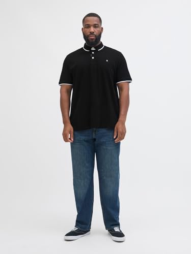 JACK & JONES Plus Size Einfarbig Poloshirt Schwarz xx_l – Ansicht 3