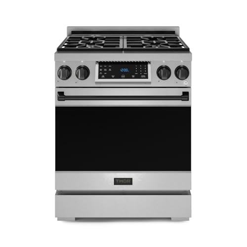 Image of Gordon Ramsay by THOR Kitchen 30 Inch Professional Gas Range with Tilt Panel Touch Control in Stainless Steel /Black