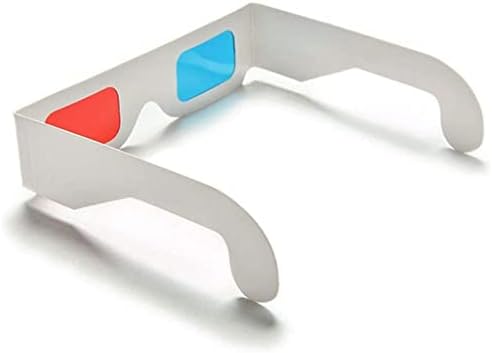 3D Paper Glasses, Red and Cyan Anaglyph, White Cardboard Frame, 50 Pairs