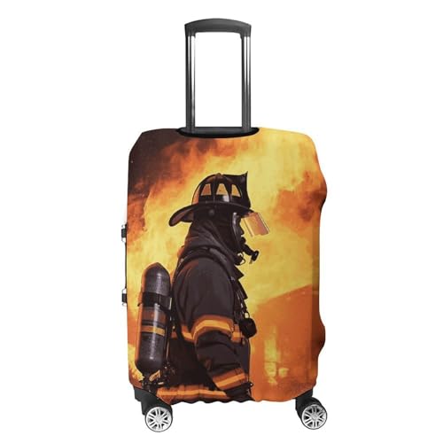 Firefighter Fireman Flame Printed Luggage Cover Protector, Fits 18-32 Inch Luggage4