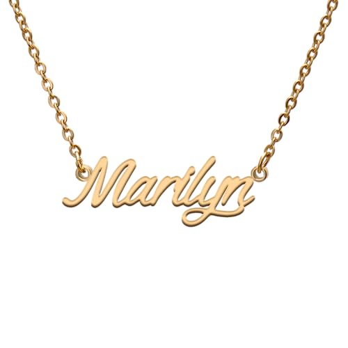 GR859C Marilyn Name Tag Necklaces for Her His Friends Familys Relationship Memory Jewelry Gift