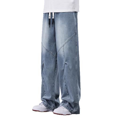 Men's Big Size Loose Fit Retro Jeans Summer New Straight Leg Casual Pants