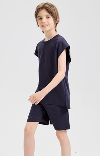 Image of DANI CHINS Boys Loose Athletic Shirt and Shorts Set Kid Outfit with Pockets
