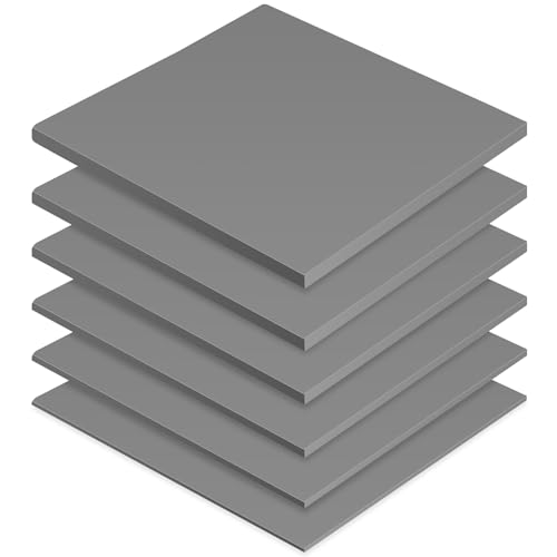Frienda 6 Pcs Thermal Pad 100 x 100 mm 0.5 mm 1 mm 1.5 mm 2 mm 2.5 mm 3 mm Heat Resistant Conductive Silicone Thermal Pads Conductivity 6.0 W/M for Laptop Heatsink CPU GPU LED Cooler(Gray)