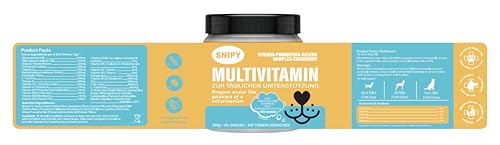 Multivitamine für Hunde – 100 Soft Snacks mit Probiotika, Vitaminen, Omega-3 & Grünlippmuschel, SNIPY Premium, Fell, Gelenke & Vitalität