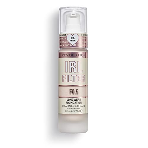 Makeup Revolution, IRL Filter Longwear Foundation, Medium to Full Coverage, F0.5, 23ml