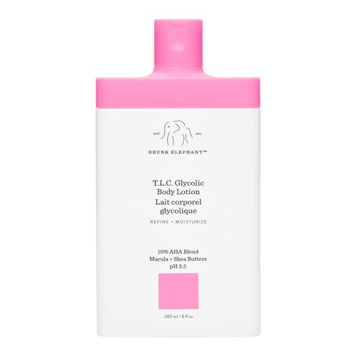 Drunk Elephant T.L.C. Glycolic Body Lotion - 240 ml/8 fl oz - Lightweight 10% Exfoliating AHA Lotion - Clean Clinical Skincare - Cruelty-Free - Free of Essential Oils, Silicones, and Fragrance