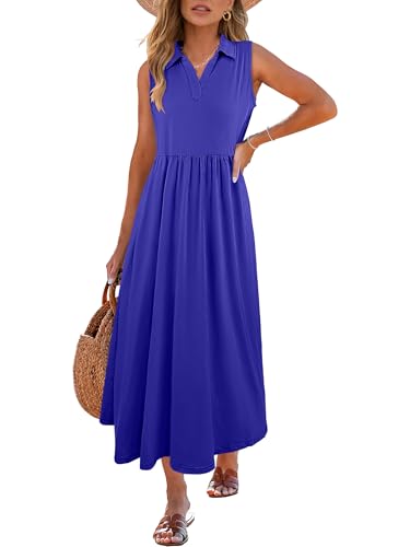 Image of ANRABESS Womens Casual Dress Summer Sleeveless V Neck Sundress Aline Flowy Beach Maxi Dresses Travel 2026 Vacation Outfits