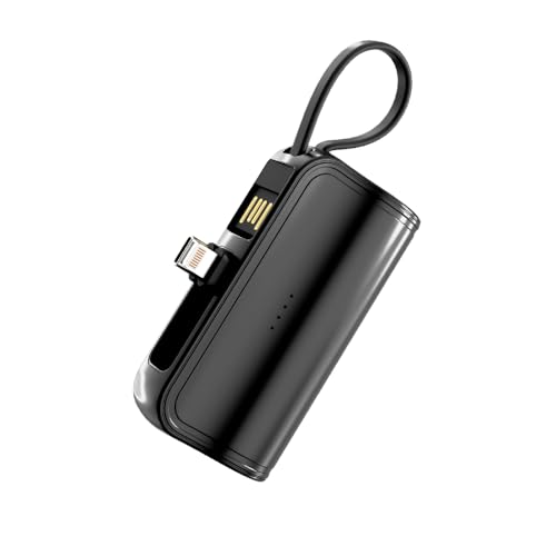 2026 モバイルバッテリー 小型 大容量 5000mAh (Lightningコネクター & タイプCコネクター内蔵) スマホ充電器 急速充電 携帯充電器 コンパクト 持ち運び便利 スタンド搭載 機内持ち込み可能 旅行/出張/アウトドア/キャンプ/停電対策/防災 iPad/iPhone/Android各種スマホ対応