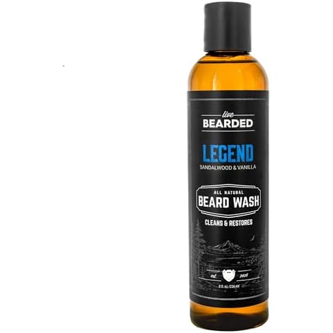 Live Bearded: Beard Wash - Legend - Beard and Face Wash - 8 fl. oz. - Water-Based Formula with All-Natural Ingredients for a Gentle, Deep Cleanse - Made in the USA Cover