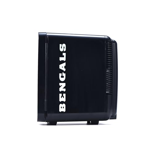 Image of Ukonic NFL Cincinnati Bengals 15-Can Mini Fridge 10L - AC /DC Powered, Official Team Colors & Logo, Portable Cooler for Tailgates, Home, Office, or Car