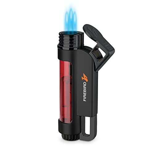 Mechero Soplete Firebird Illume - Encendedor Triple Llama - Recargable con Gas butano (no Incluido) - Gran Rueda para el Ajuste de Llama - Gran depósito de Gas - Ventana para Nivel de Gas