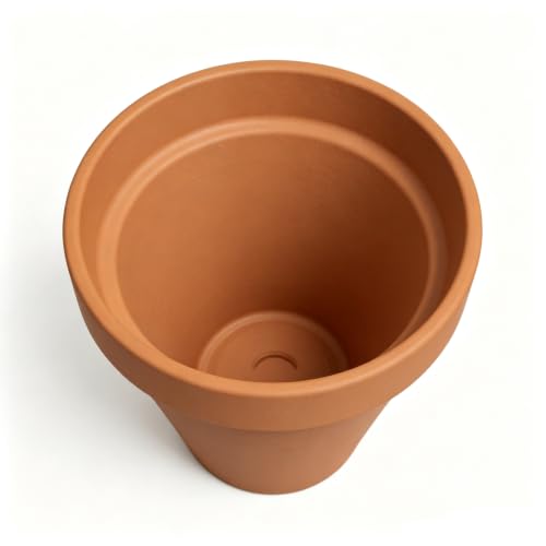 8 Inch Round Unglazed Terracotta Pots with Drainage Holes, Clay Planters