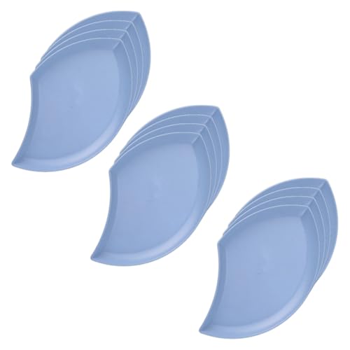 Image of YANCI Lightweight Wheat Straw Appetizer Plates, Reusable Unbeakeable Dinner Plates Set, 18 x 11 cm, Dishwasher & Microwave Safe (Blue, Pack of 12)