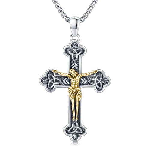 Collier avec pendentif croix chrétienne en argent sterling 925 mixte