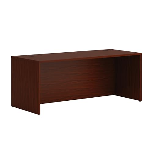 HON MOD Executive Desk 72-Inch Large Computer Desk Shell, Thick Wooden Laminate, Modern Table with Cord Management, 72' W x 30' D x 29' H, Traditional Mahogany