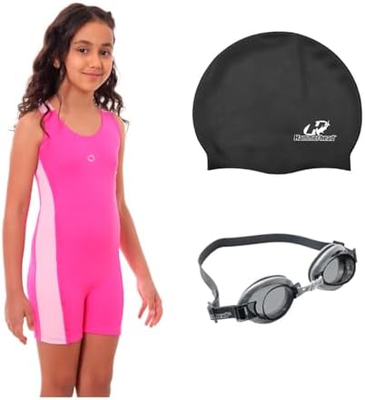 Kit Maiô Macaquinho Natação Juvenil Infantil Touca Silicone + Ócu...