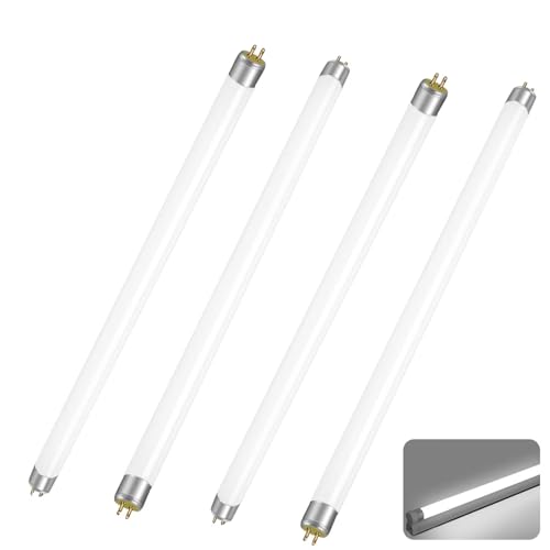 Paquete de 4 Tubo Fluorescentes T5 14W, Tubos De Bajo Consumo T5 14W 549mm, Blanco Frío 6000K, 1156LM, Bombillas CFL, Attacco G5, Sin Parpadeo, Para lLces de Emergencia, Cocina, Baño, Armario y Garaje
