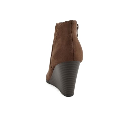 Image of Soda Ability - Mid Ankle Bootie w /Split Shaft and Zipper Stacked Wedge Heel