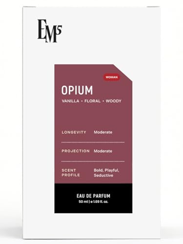 Image of EM5 Opium Perfume for Women | Eau de Parfum Spray | Vanilla Coffee White Floral Fragrance | Luxury Gift for Her | 50 ml