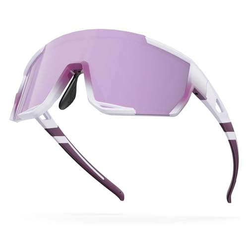 HooYok Polarized Sports Sunglasses for Men Women Youth Baseball Cycling Running Biking Fishing Glasses Pinkish Purple