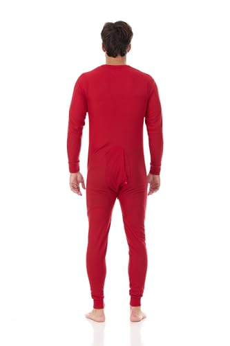 North 15 Mens Onesie Pajamas Union Suit Men Waffle Holiday Red & Green Men's Thermal Underwear Union Suits (S-5XL)3