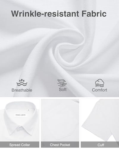 Image of Alimens & Gentle Mens Linen Shirts Short Sleeve Button Down Shirts Wrinkle Free Casual Vacation Beach Summer Tops