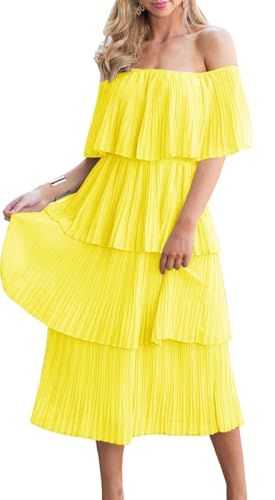 ETCYY Women's Off The Shoulder Ruffles Summer Wedding Guest Loose