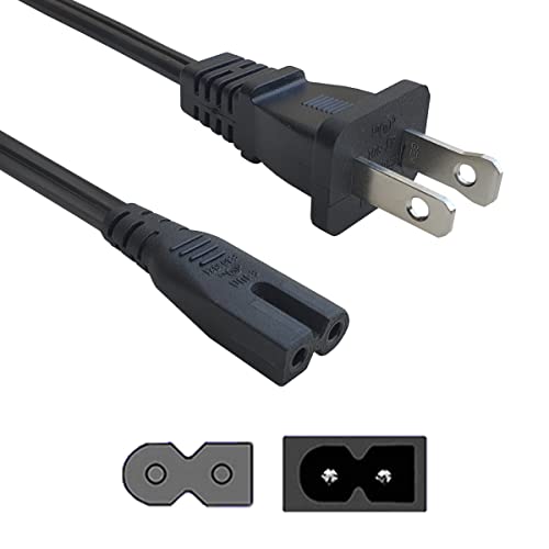 Shafi® 6Ft 2 Prong Power Cord - [Ul] Polarized Power Cord Nema1-15P To Iec-C7 - Replacement Figure-8 Ac Power Cable Compatible With Vizio Led-Hdtv D-E-M-Series, Sewing Machine, Soundbar - 6-Feet #TOP7
